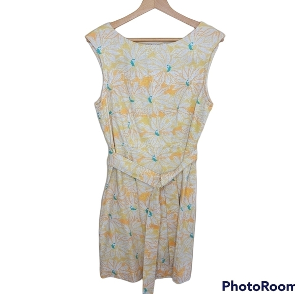 NWT Pendleton | Gloria Yellow Floral Shift Dress with Matching Belt - Picture 1 of 8